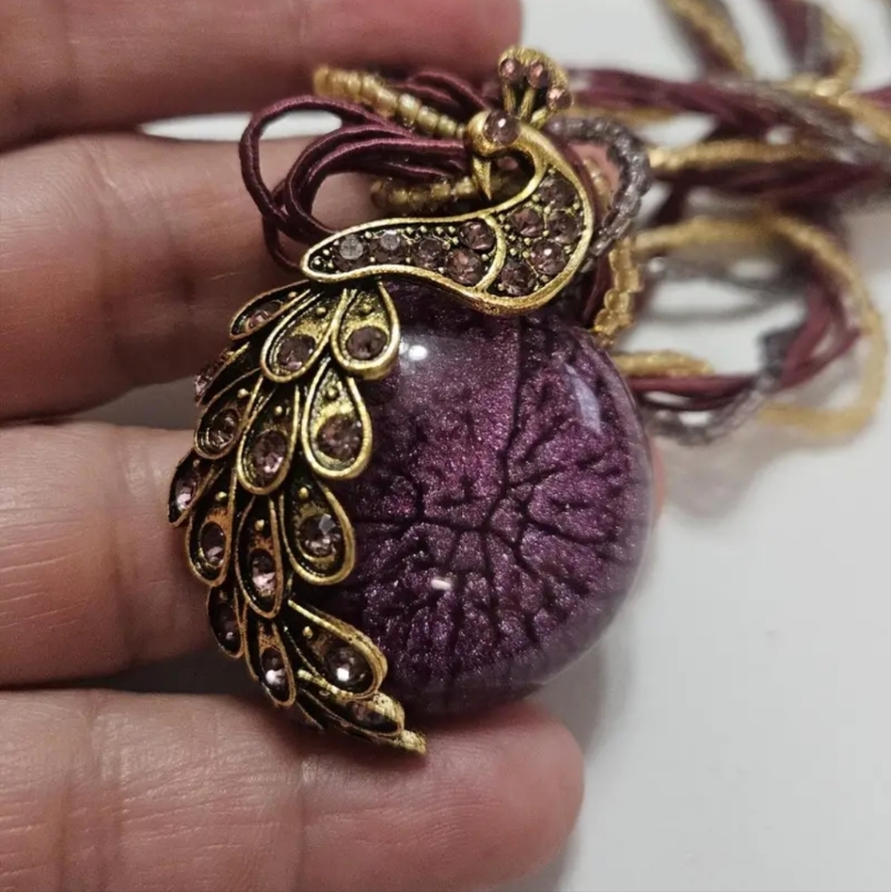 New Beautiful purple peacock  necklace.  Other colors available